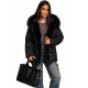 Geaca parka dama scurta matlasta neagra cu blana eco si gluga Alyona  2 - jojofashion.ro