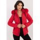 Geaca dama de iarna matlasata, rosie, cu gluga si blanita, Idana 2 - jojofashion.ro