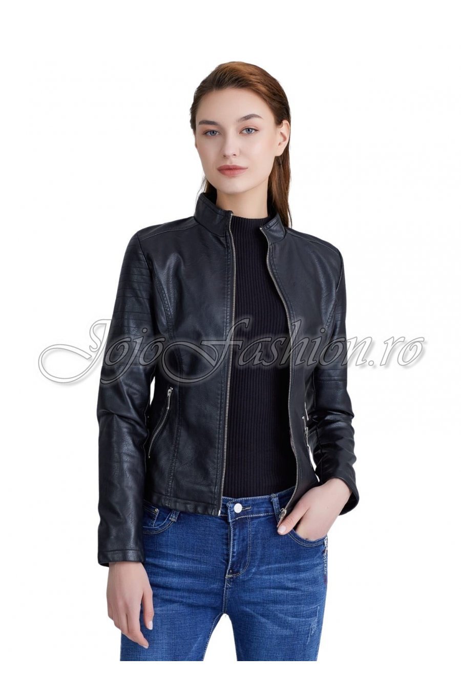 Geaca dama biker piele eco neagra Ekanta Geaca dama biker piele eco neagra Ekanta 1 - jojofashion.ro