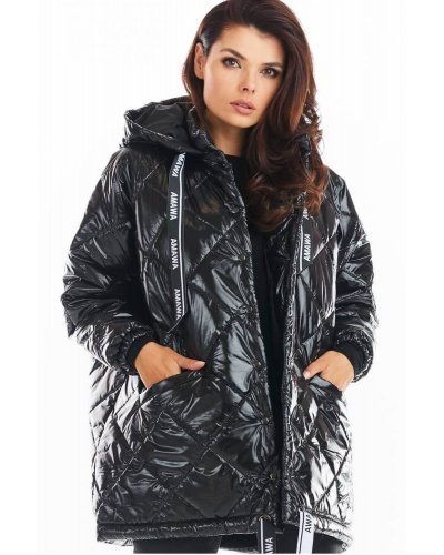 Geaca dama de iarna matlasata, lucioasa, neagra, cu gluga, Bianca Geaca dama de iarna matlasata, lucioasa, neagra, cu gluga, Bianca - jojofashion.ro