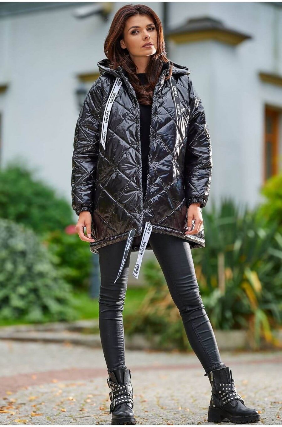 Geaca dama de iarna matlasata, lucioasa, neagra, cu gluga, Bianca Geaca dama de iarna matlasata, lucioasa, neagra, cu gluga, Bianca 3 - jojofashion.ro