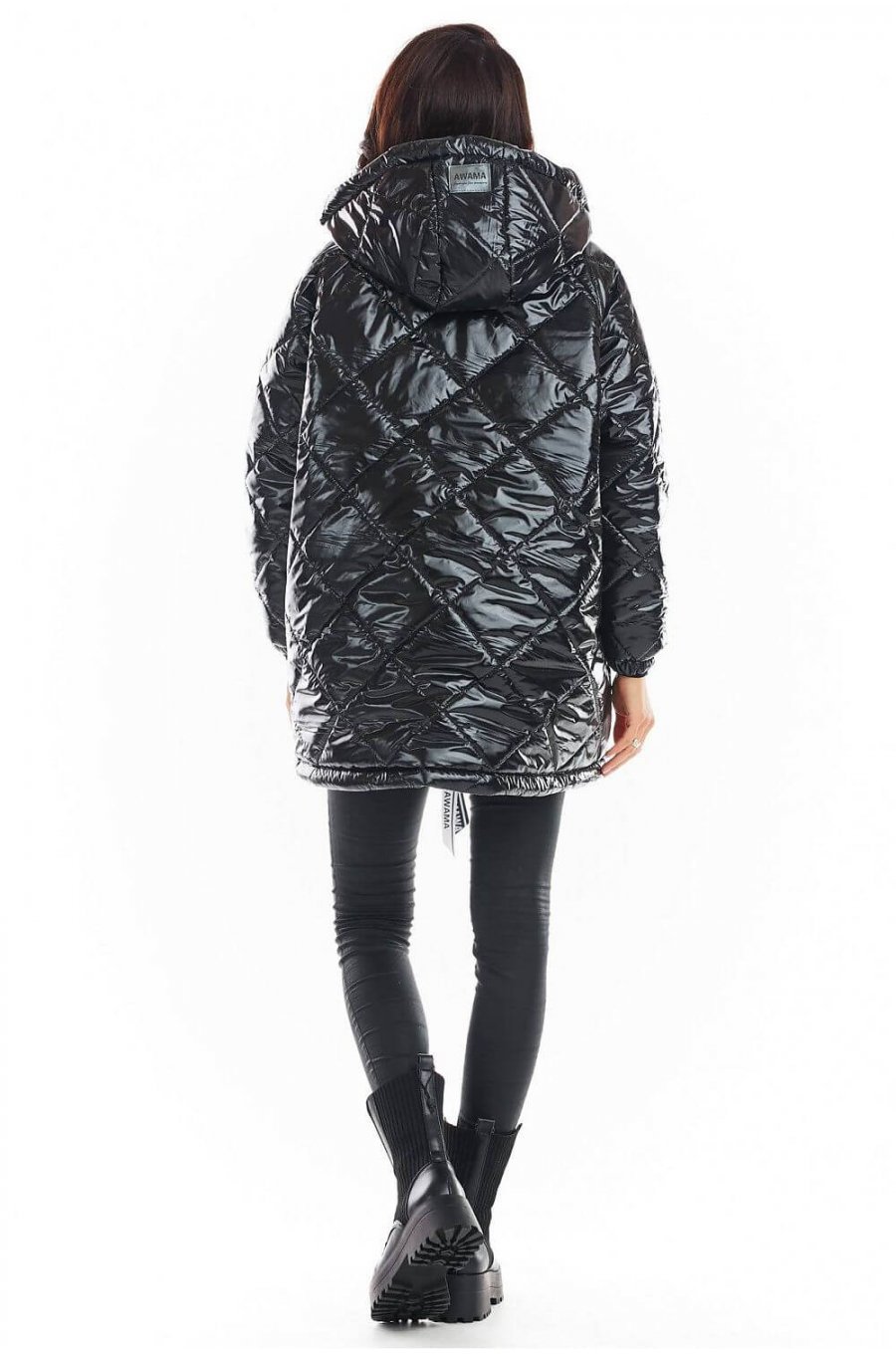 Geaca dama de iarna matlasata, lucioasa, neagra, cu gluga, Bianca Geaca dama de iarna matlasata, lucioasa, neagra, cu gluga, Bianca 4 - jojofashion.ro