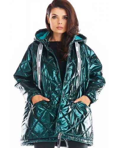 Geaca dama  de iarna, lucioasa, verde, cu gluga, Bianca Geaca dama  de iarna, lucioasa, verde, cu gluga, Bianca - jojofashion.ro