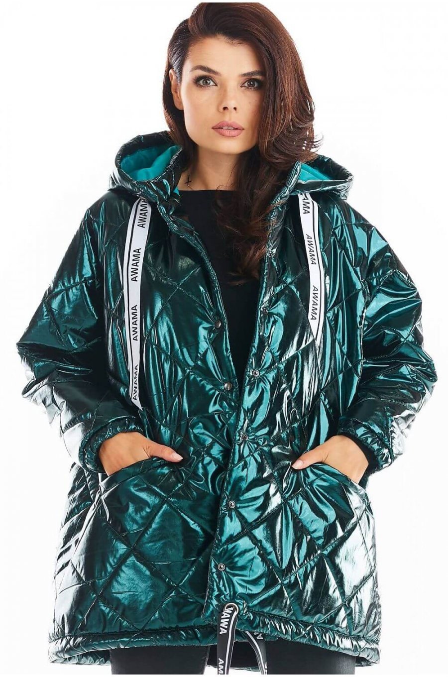 Geaca dama de iarna, lucioasa, verde, cu gluga, Bianca Geaca dama de iarna, lucioasa, verde, cu gluga, Bianca 1 - jojofashion.ro