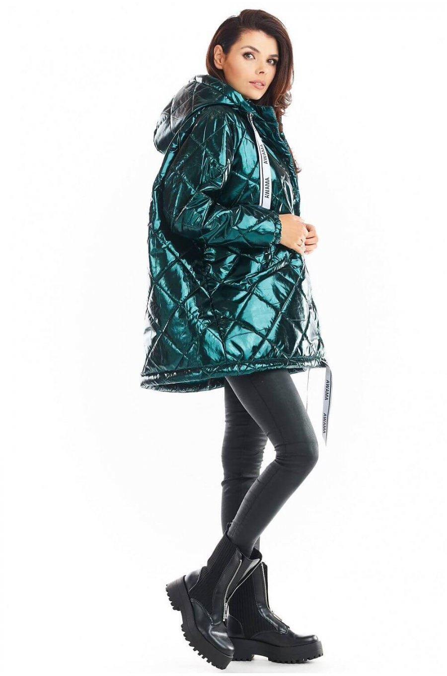 Geaca dama de iarna, lucioasa, verde, cu gluga, Bianca Geaca dama de iarna, lucioasa, verde, cu gluga, Bianca 3 - jojofashion.ro