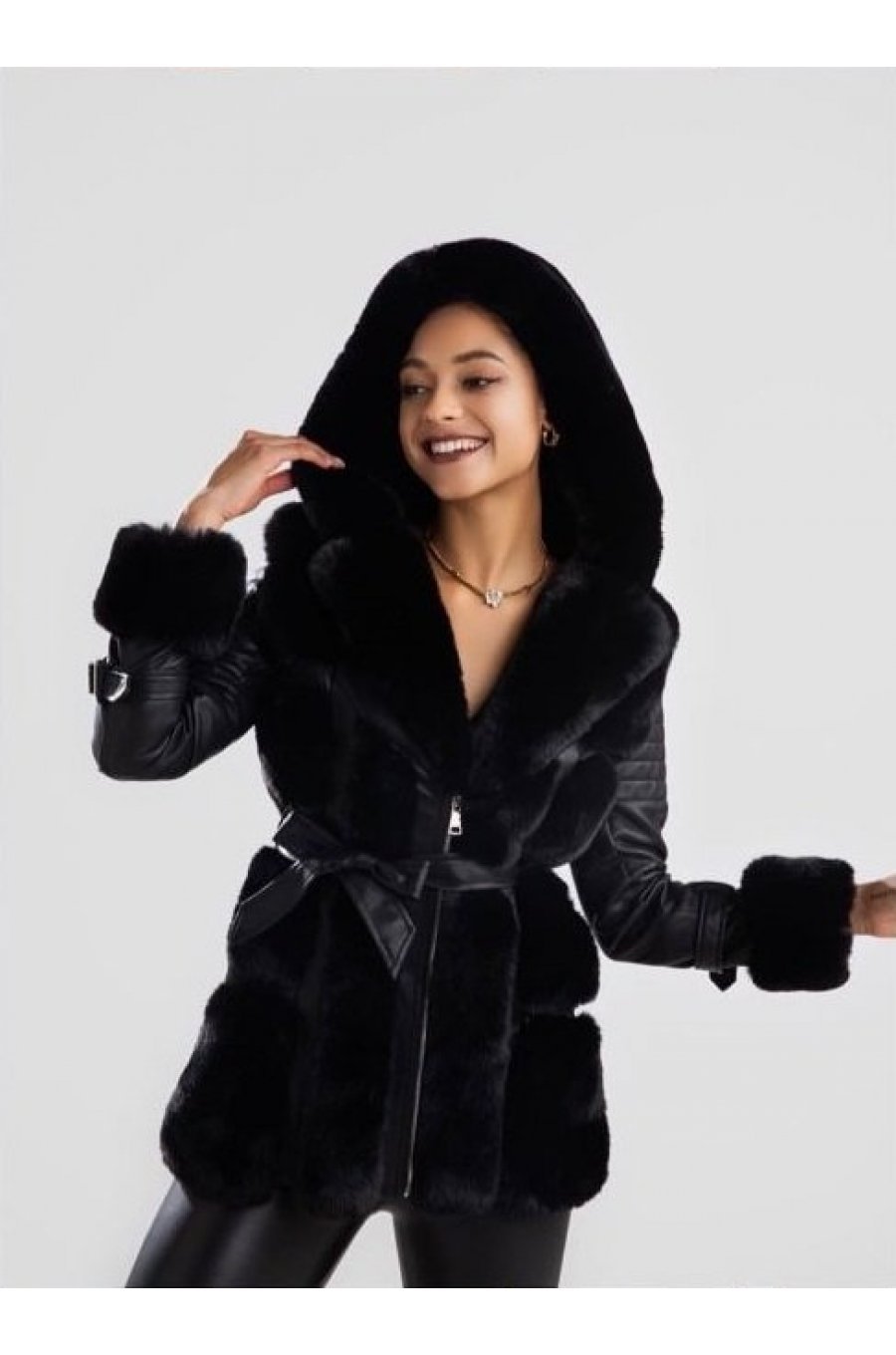 Geaca dama de iarna din piele eco cu blanita Vilma 1 - jojofashion.ro