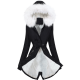 Geaca dama de iarna neagra cu blanita alba Paola 2 - jojofashion.ro
