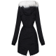 Geaca dama de iarna neagra cu blanita alba Paola 3 - jojofashion.ro