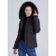 Geaca dama de iarna neagra cu gluga si blanita Kajsa 2 - jojofashion.ro