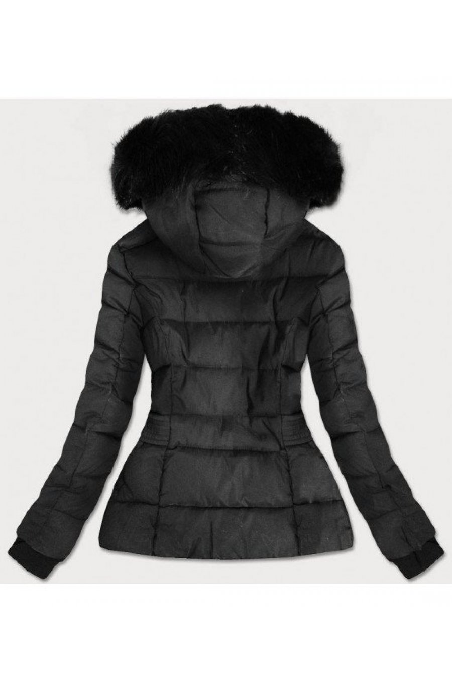 Geaca dama de iarna neagra cu gluga si blanita Kajsa 3 - jojofashion.ro