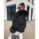 Geaca dama din denim negru cu blanita eco si gluga Sara 3 - jojofashion.ro