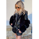 Geaca dama din piele eco si blana artificiala neagra Candy 4 - jojofashion.ro