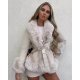 Geaca dama in clos scurta piele eco bej cu blanita Celestia 2 - jojofashion.ro