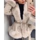 Geaca dama in clos scurta piele eco bej cu blanita Celestia 3 - jojofashion.ro