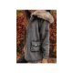 Geaca dama oversize denim negru cu guler din blanita bej Nicky 4 - jojofashion.ro