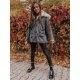 Geaca dama oversize denim negru cu guler din blanita bej Nicky 5 - jojofashion.ro