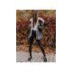 Geaca dama oversize denim negru cu guler din blanita bej Nicky 6 - jojofashion.ro