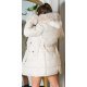 Geaca dama de iarna midi parka, bej, matlasata, cu gluga si blanita eco, Elora 3 - jojofashion.ro