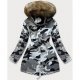 Geaca dama parka camuflaj cu blanita bej Innes 3 - jojofashion.ro