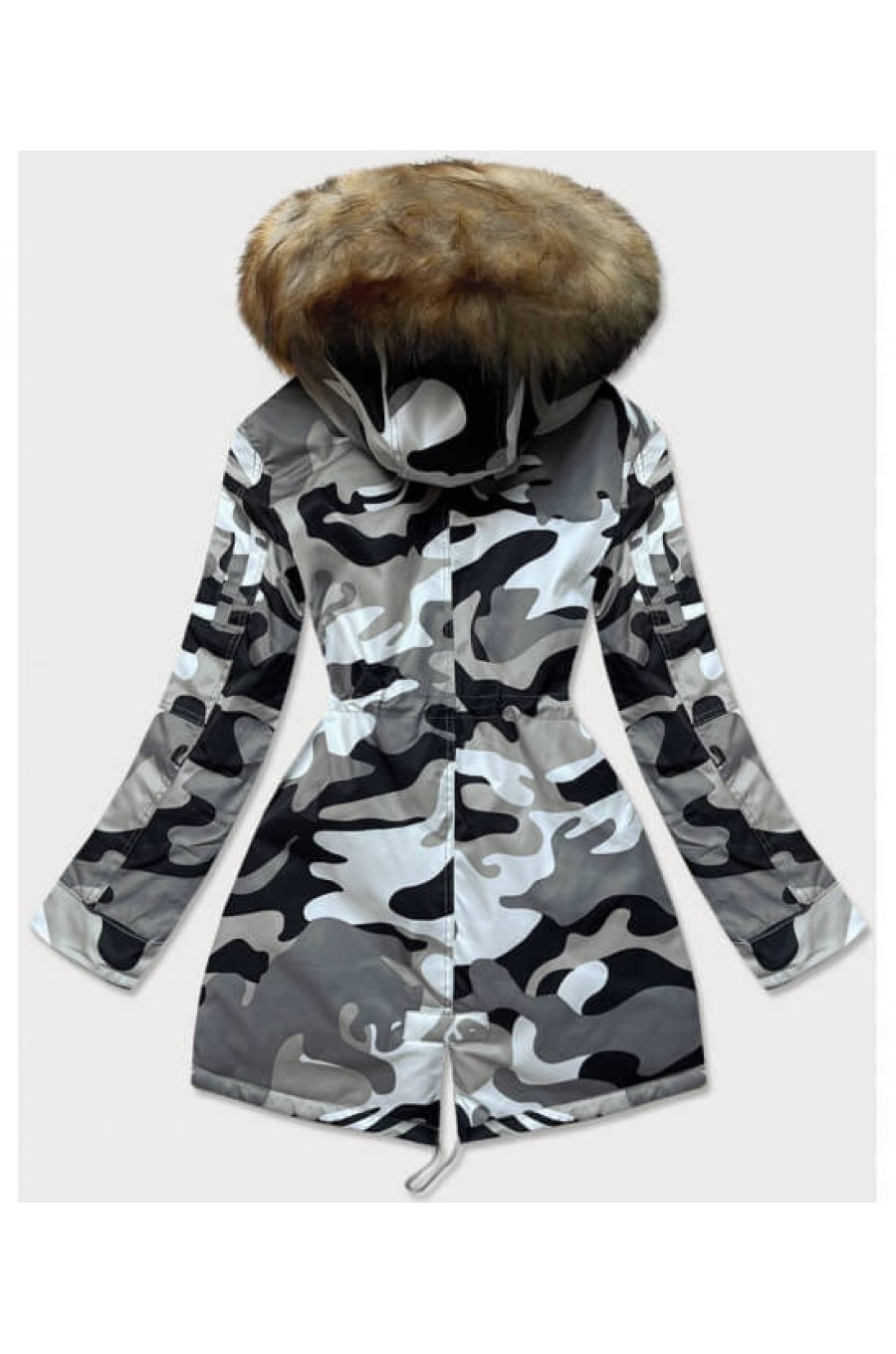 Geaca dama parka camuflaj cu blanita bej Innes 2 - jojofashion.ro