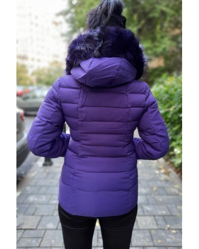 Geaca de dama mov cu blanita si gluga Dominika - jojofashion.ro