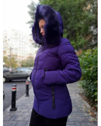 Geaca de dama mov cu blanita si gluga Dominika - jojofashion.ro