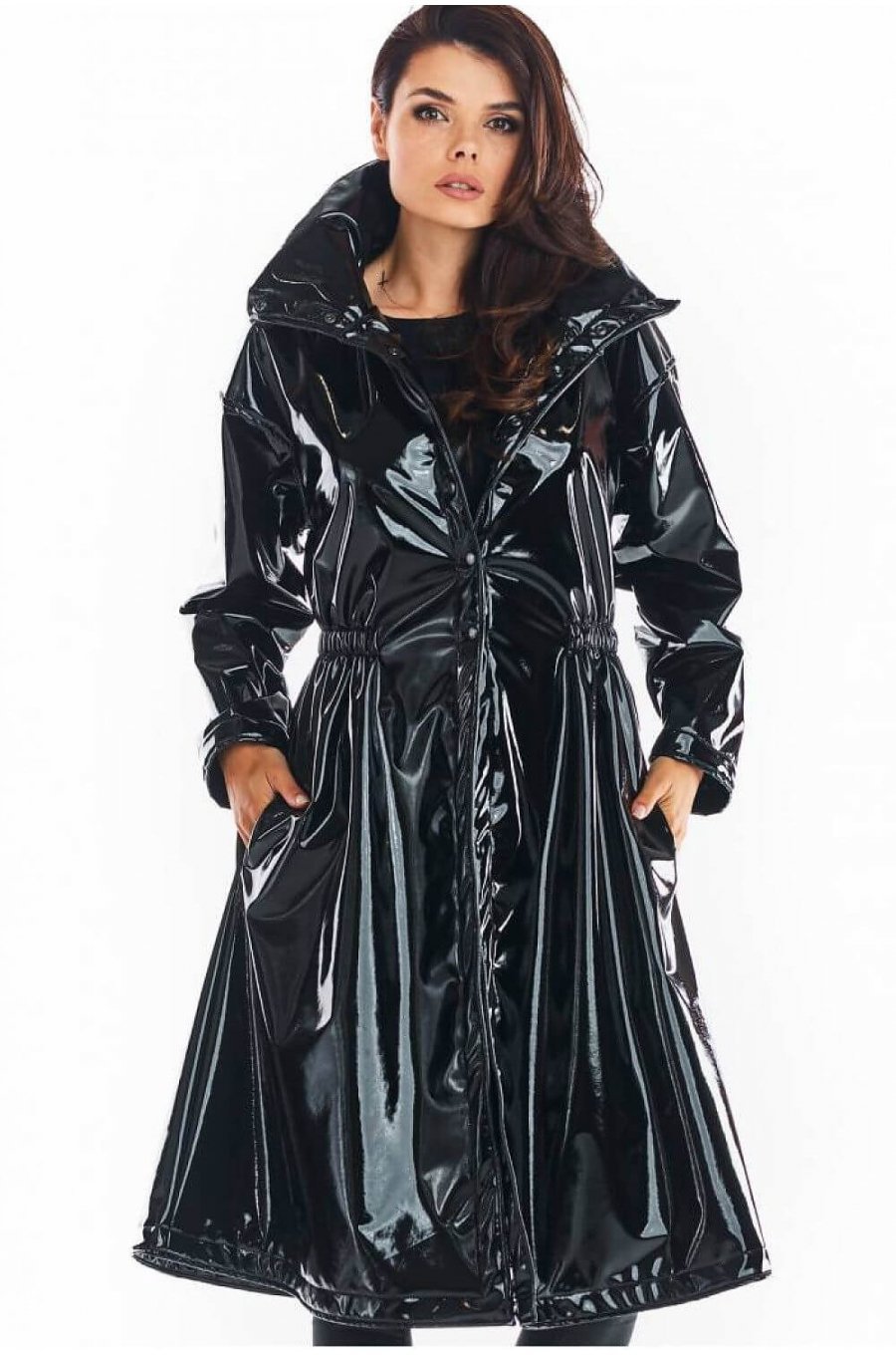 Palton dama negru lacuit de dama Tokyo Palton dama negru lacuit de dama Tokyo 4 - jojofashion.ro