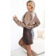 Geaca dama biker scurta cappucino cu fermoare si curea Lotus 3 - jojofashion.ro