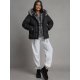 Geaca dama de iarna matlasata neagra cu blana eco argintie si gluga SilverFox 2 - jojofashion.ro