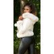Geaca dama imitatie piele intoarsa crem cu blanita si gluga Queen 3 - jojofashion.ro