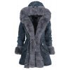 Geaca dama parka din denim cu blanita eco gri Wanda