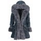 Geaca dama parka din denim cu blanita eco gri Wanda 2 - jojofashion.ro
