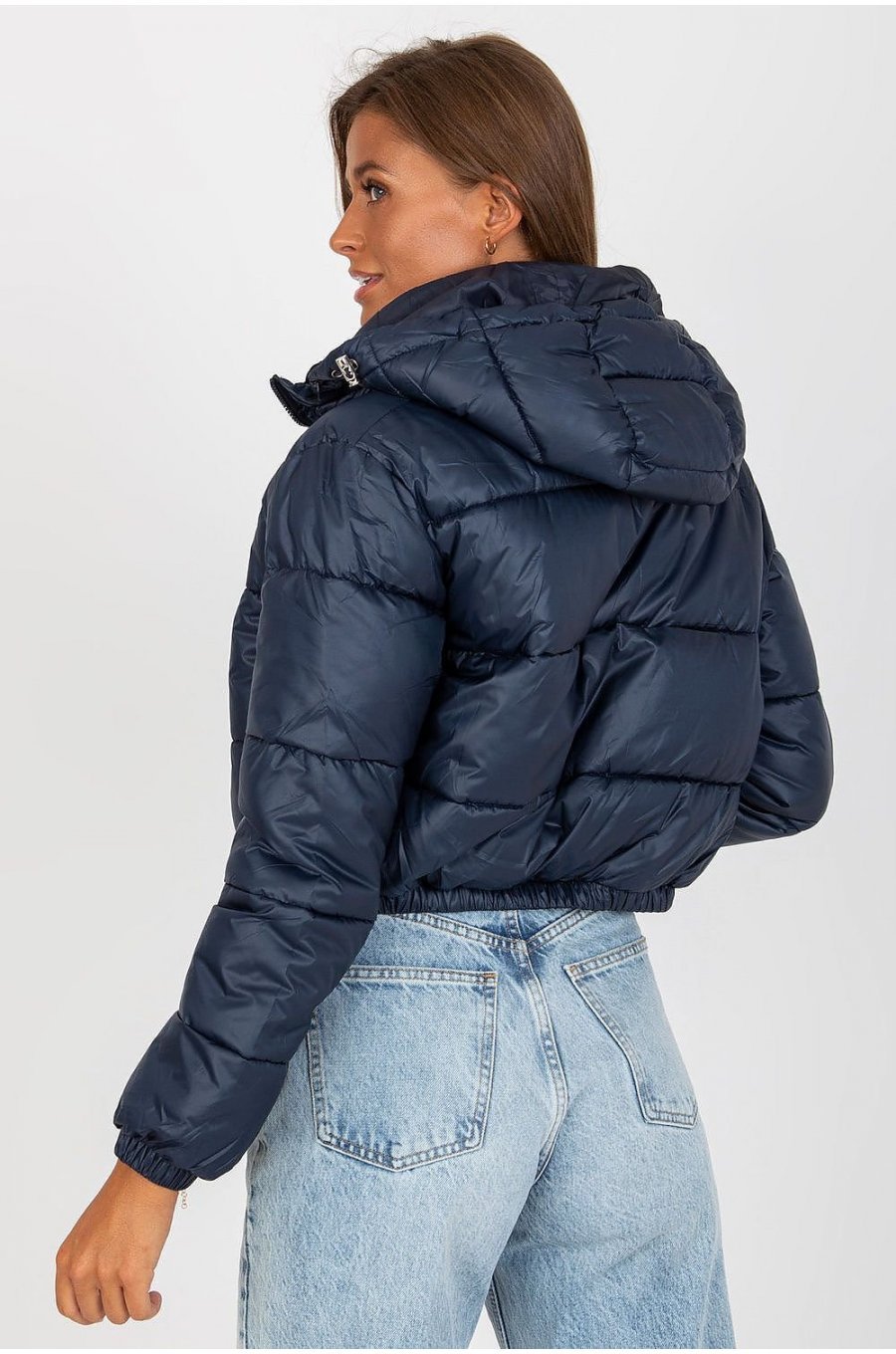 Geaca dama bomber scurta, bleumarin, matlasata, cu gluga, Thara1 Geaca dama bomber scurta, bleumarin, matlasata, cu gluga, Thara1 3 - jojofashion.ro