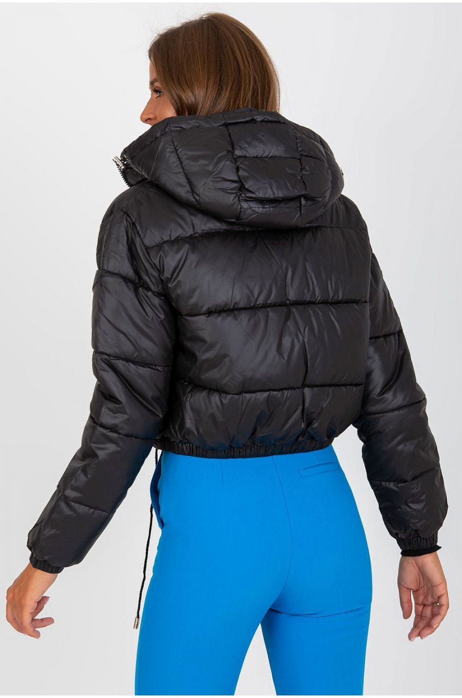 Geaca dama bomber scurta, neagra, matlasata, cu gluga, Thara Geaca dama bomber scurta, neagra, matlasata, cu gluga, Thara 3 - jojofashion.ro