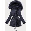 Geaca dama de iarna, bleumarin navy, parka, cu gluga si blanita, Varma