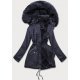 Geaca dama de iarna, bleumarin navy, parka, cu gluga si blanita, Varma 2 - jojofashion.ro