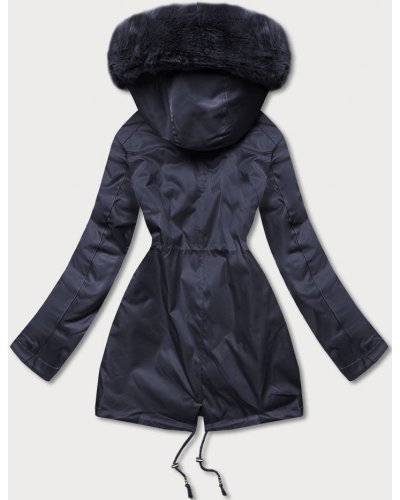 Geaca dama de iarna, bleumarin navy, parka, cu gluga si blanita, Varma Geci dama, Geaca dama de iarna, bleumarin navy, parka, cu gluga si blanita, Varma - jojofashion.ro