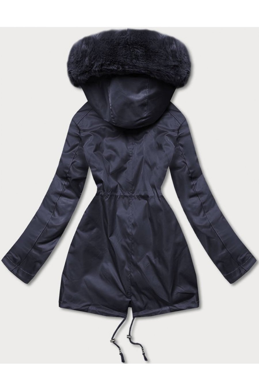 Geaca dama de iarna, bleumarin navy, parka, cu gluga si blanita, Varma 2 - jojofashion.ro