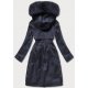 Geaca dama de iarna, bleumarin, parka, lunga, cu gluga si blanita, Fargo 3 - jojofashion.ro
