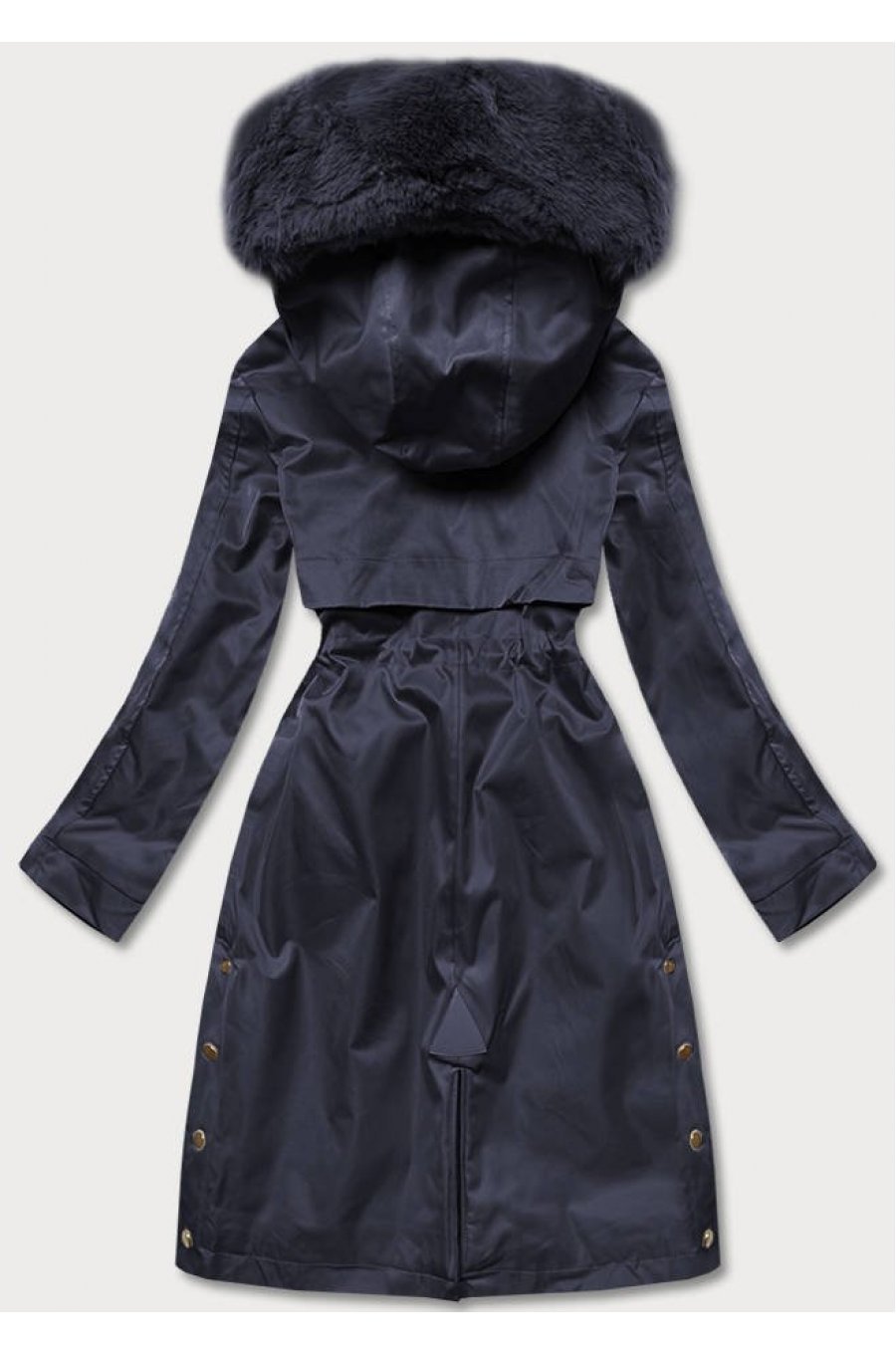 Geaca dama de iarna, bleumarin, parka, lunga, cu gluga si blanita, Fargo 2 - jojofashion.ro