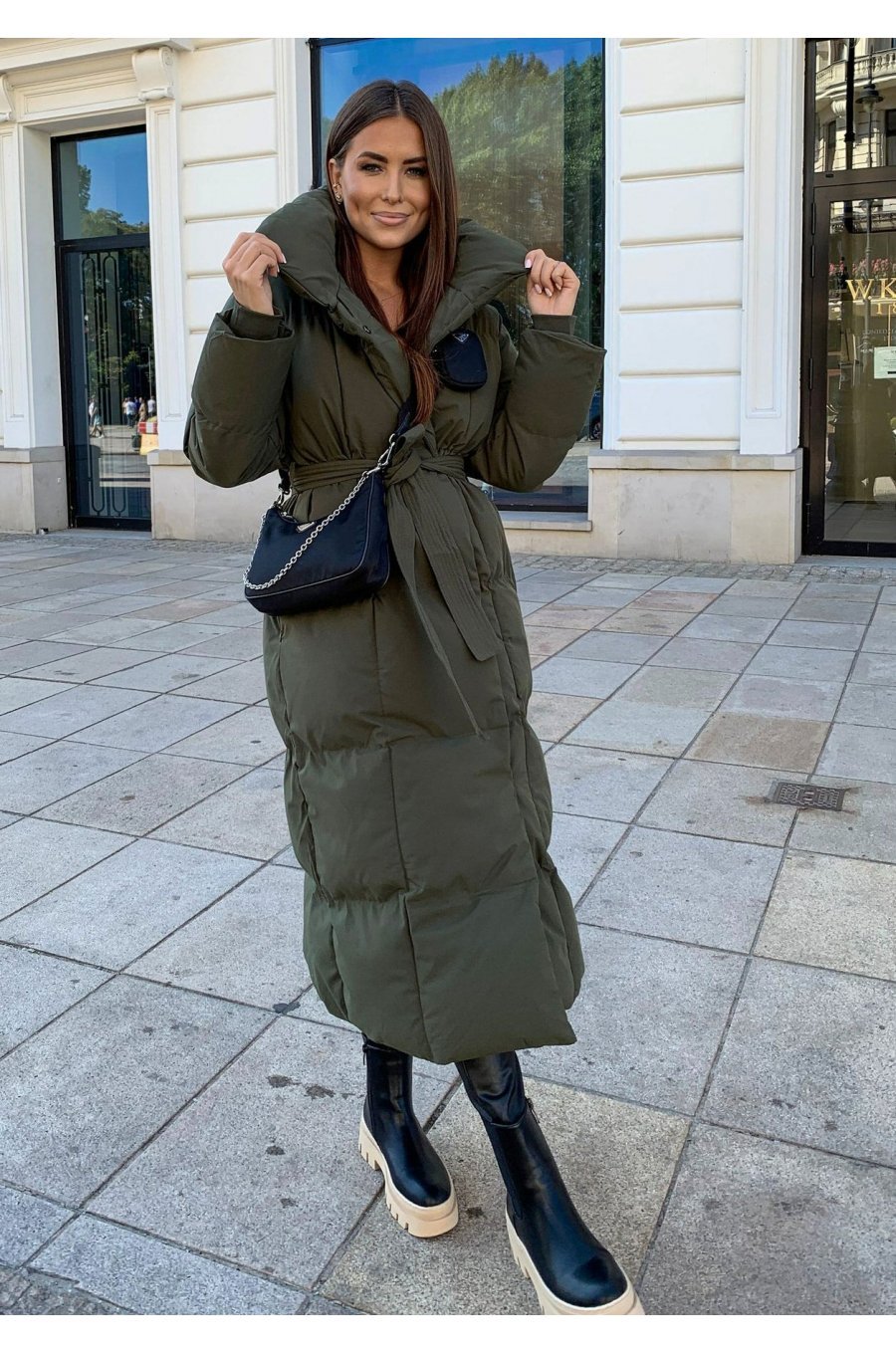 Geaca dama de iarna lunga, kaki, parka, cu guler inalt, Dalidea 1 - jojofashion.ro
