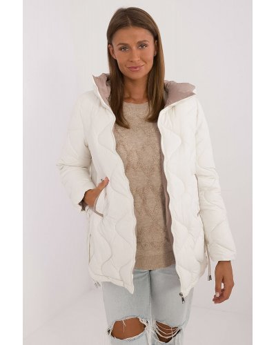 Geaca dama de iarna, matlasata, alba, cu gluga, Masha1 Geci dama, Geaca dama de iarna, matlasata, alba, cu gluga, Masha1 - jojofashion.ro