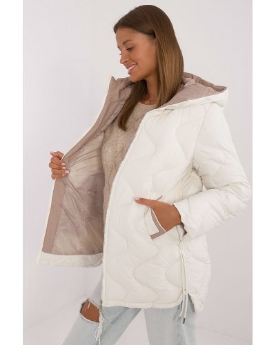 Geaca dama de iarna, matlasata, alba, cu gluga, Masha1 Geci dama, Geaca dama de iarna, matlasata, alba, cu gluga, Masha1 - jojofashion.ro