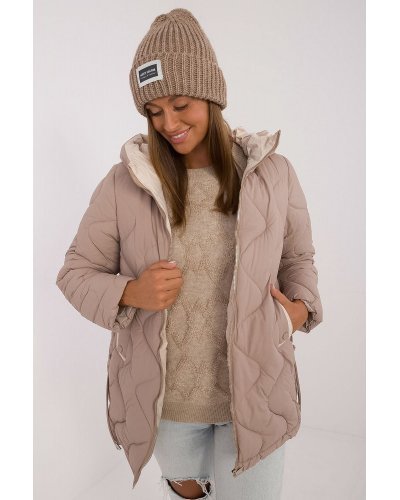 Geaca dama de iarna, matlasata, bej, cu gluga, Masha Geci dama, Geaca dama de iarna, matlasata, bej, cu gluga, Masha - jojofashion.ro
