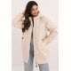 Geaca dama de iarna midi, din fas si catifea, bej, cu gluga, Korry Geaca dama de iarna midi, din fas si catifea, bej, cu gluga, Korry 2 - jojofashion.ro