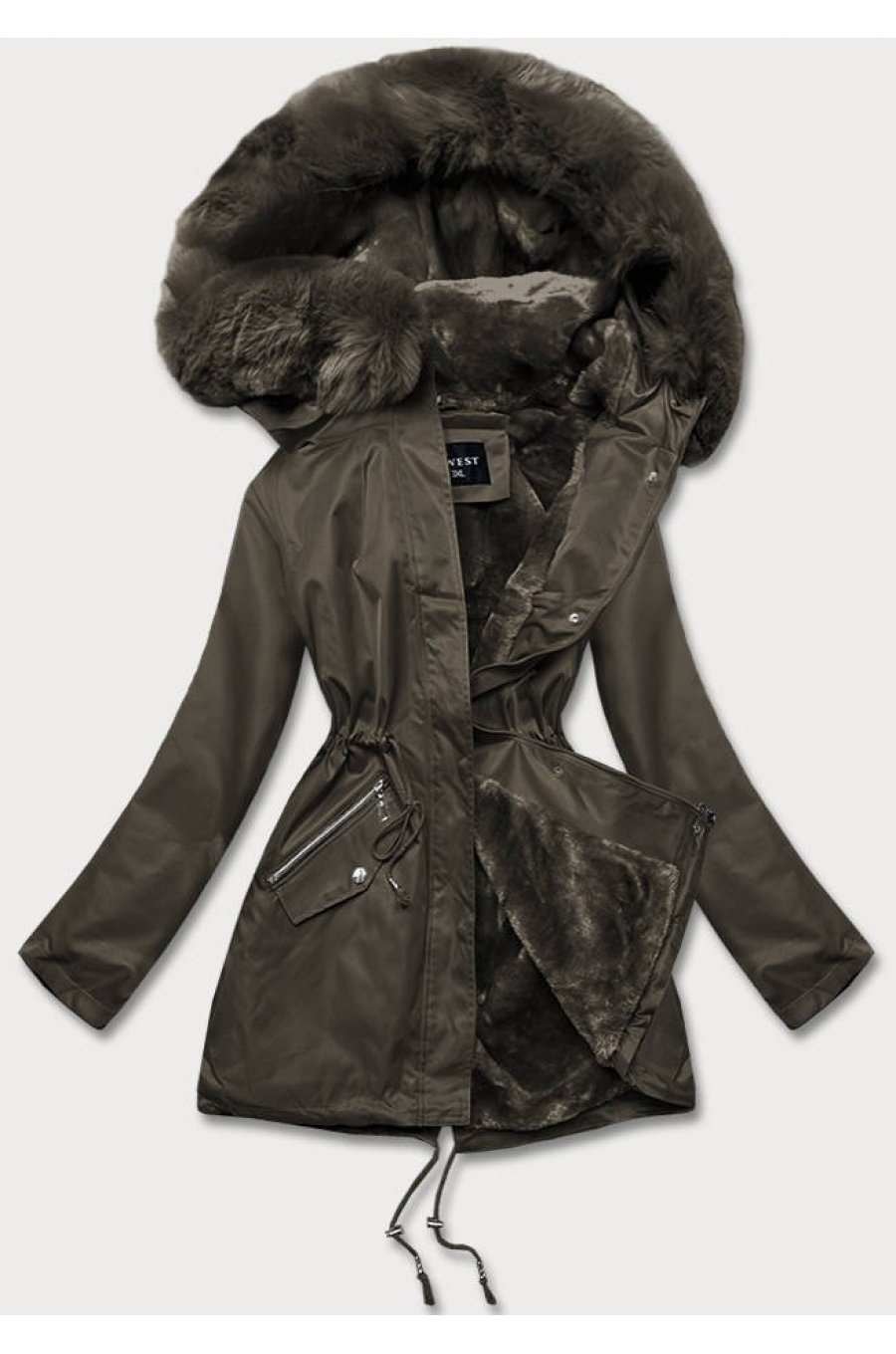 Geaca dama de iarna, kaki, parka, cu gluga si blanita, Varma Geaca dama de iarna, kaki, parka, cu gluga si blanita, Varma 1 - jojofashion.ro