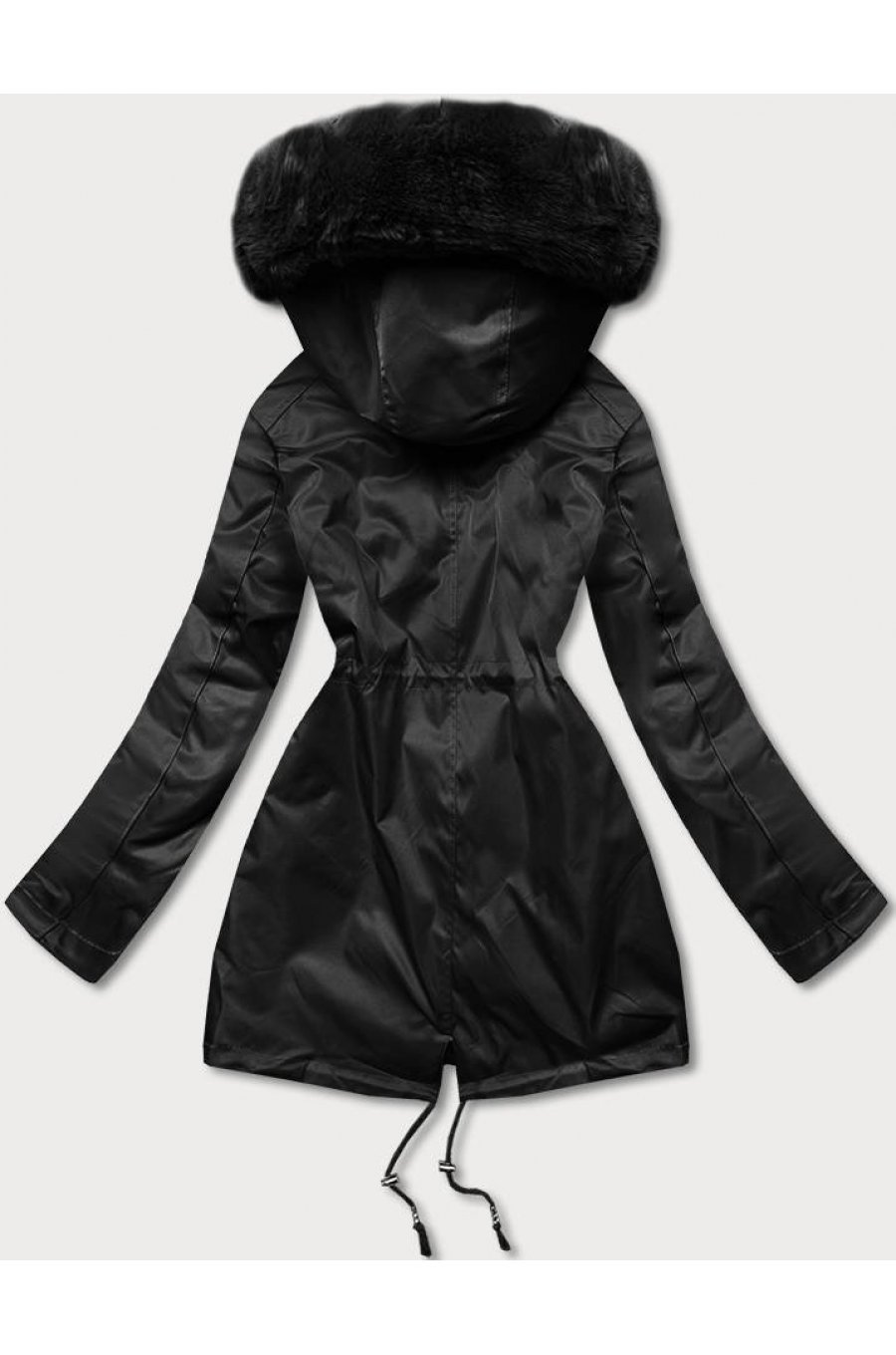 Geaca dama de iarna, neagra, parka, cu gluga si blanita, Varma 2 - jojofashion.ro