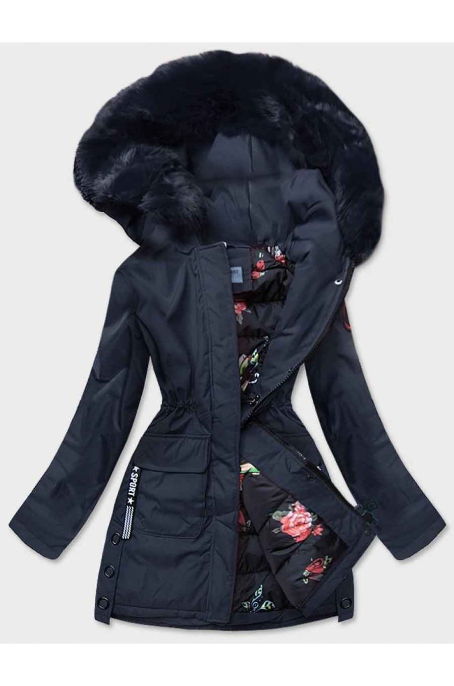 Geaca dama de iarna parka bleumarin cu blanita la gluga Silvy Geaca dama de iarna parka bleumarin cu blanita la gluga Silvy 1 - jojofashion.ro
