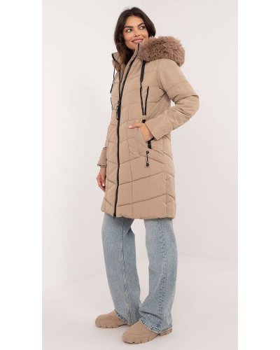 Geaca dama de iarna parka lunga, bej, matlasata, cu gluga si blanita, Elina2 Geci dama, Geaca dama de iarna parka lunga, bej, matlasata, cu gluga si blanita, Elina2 - jojofashion.ro