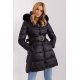 Geaca dama de iarna parka lunga, din nylon, neagra, matlasata, cu gluga si blanita, Siempre 4 - jojofashion.ro